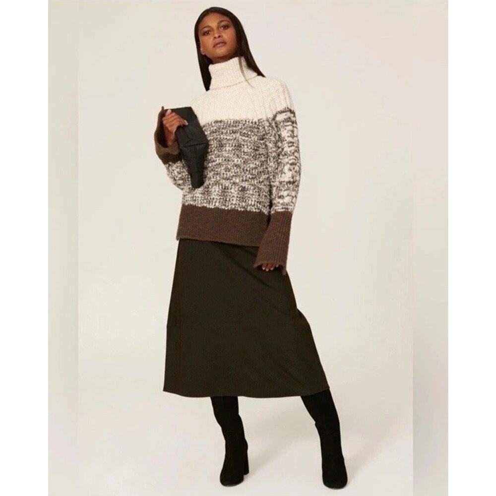 3.1 Phillip Lim Chunky Knit Long Sleeve Turtleneck Sweater Brown XS NWT $550